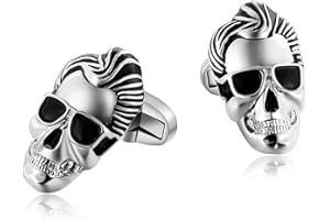 Bishilin Herren Hochzeit Manschettenknöpfe Edelstahl Totenkopf Schädel Hochzeit Manschettenknopf Silber