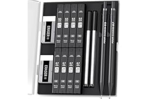 Four Candies 0.5 & 0.7 mm Mechanical Pencil Set with Case - 2PCS Metal Mechanical Pencils, 8 Tubes HB #2 Lead Refills, 2PCS 4B Erasers and 18PCS Eraser Refills for Writing Drafting