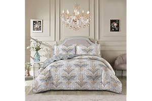 PRIME LINENS Luxury 2 Piece Quilted Printed Bedspread Set Throw Bedding Set Includes Soft Bed Throw Comforter with 1 Pillow Shams Embroidered Machine Wash (Jamine Silver, Single)