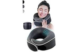 AIRTH® Poduszka podróżna na kark 360° z pianki memory z inteligentnym zapięciem na rzepy – ergonomicznie podpierający róg pod kark z poszewką nadającą się do prania zapewnia najwyższy komfort i relaks