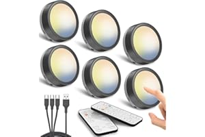 HIDURE Eclairage Vitrine LED Sans Fil, Noir Batterie de 1600mAh Spot LED Rechargeable USB avec Télécommande Lampe Placard Aimantée Tactile Lampe Armoire Pile Autocollant Lumiere Cuisine Sous Meuble Adhesive