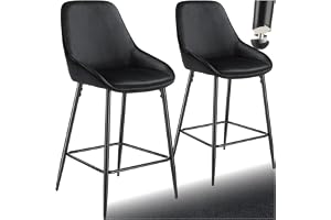 tectake® 2-pack barstol, 49 x 54 x 100 cm, rygg- och fotstöd | vadderat överdrag, pulverlackerade stålben, höj- och sänkbara