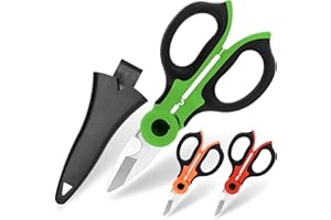 ALIMAN BRAND Tijeras Electricista Pelacables + Funda de Transporte– Tijera Profesional Multifuncional con Mango Ergonómico – Tijera Corta Cables con poco esfuerzo de Acero Inoxidable (Verde)
