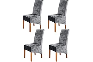 MINGPINHUIUS Dining Chairs Cover Pack of 4 - High Stretch Crushed Velvet XL Size High Back Dining Chair Slipcovers Chair Protector Seat Cover for Dining Room Living Room Wedding Hotel Banquet Party Home Decor