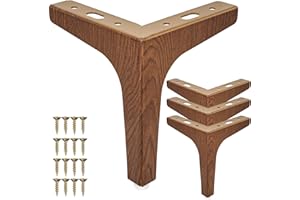 La Vane 5 Inch / 13cm Metal Furniture Legs, Set of 4 - Modern Diamond Triangle Walnut DIY Replacement Feet for Cabinet, Sofa, Table, Ottoman Makeover