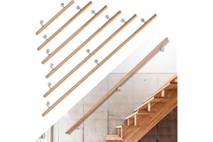 Hebitod Handrail Beech Wood Stair Railing, 100 cm Railing with Wall Mount, Non-Slip Wooden Handrail, Wall Stairs for Stairs, Corridors, Garden Stairs, Balcony, Attics