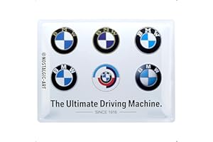 Nostalgic-Art Retro Blechschild BMW - Logo Evolution, diseño vintage decorativo, 30 x 40 cm