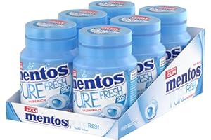 Mentos - Chewing-Gum Mentos Pure Fresh Menthe Douce - Chewing-Gum Sans Sucres- Dure Longtemps - Haleine Fraîche - 6 Boîtes de 30 Dragées