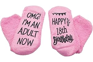 CSDPC 18th Birthday Presents for Girls Pink Bed Socks 18th Birthday Gifts for Girls 18 Years Old Girl Fluffy Socks Cosy Birthdays Gift Comfortable Long Stockings Funny Stocking Fillers for Adults (1 Pair)