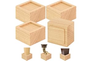 FASONLA Bed Risers (Set of 4) Furniture Risers Lifts Height 2", Oak Solid Wood Risers for Bed, Furniture, Table, Sofa, Chair Risers with Non-Slip Recessed Hole (4pcs-2" Hight-Natural Color)