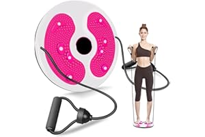 LIVERO Waist Twisting Disc, Waist Wriggling Plate with Resistance Bands and Foot Massage Twist Board Exercise with Massage Foot Sole Waist Sculptor Machine for Slimming Waist Arms Hips - Pink
