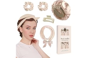 TOGTHERKINGS Rizador de pelo sin calor, rizador de pelo Overnight, cinta de terciopelo sin calor durante la noche con cinta rizadora, juego de rizadores de pelo DIY sin Hea para pelo largo medio(Caqui)