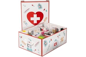 Lavatelli Pharma Organizer – Medicine Box with Lid & 4 Dividers – Large First Aid Storage for Supplies, Pills, Cosmetics, Crafts – White Cardboard Medical Organiser – 32x42x17.5 cm (12.6"x16.5"x6.9")