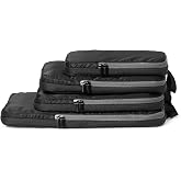 Amazon Essentials Ultralight Compression Zipper Luggage Organizers, 4 Pack, Black