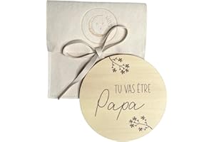 MOONBABY Annonce grossesse carte en bois Papa Mamie Papi Tata Tonton Arrière Grand-Mère Arrière Grand-Père avec pochette (Papa)