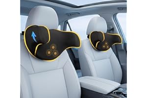 Lofty Aim Auto Nackenkissen 2er Pack – Memory Foam Kopfstützenkissen gegen Nackenschmerzen, verstellbar für Vorder- & Rücksitze, ideal für Lange Fahrten – Schwarz