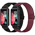 Tiptops Elastic Straps Compatible with Huawei Band 8/Huawei Band 9/Huawei Band 10 Men Women, 2 Pack Adjustable Stretchy Bracelets Sport Nylon Replacement Bracelet for Huawei Band 8/9/10(NFC)