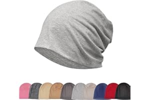 Djfkey Leichte Beanie-Mütze – Baumwoll-Kopfbedeckung, dünne Strickmütze: Chemo-Mütze für Herren und Damen ideal für Radsport, Unterziehen & Schlaf