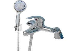 ANSIMIDA Modern Bathroom Bath Shower Filler Mixer Tap Single Lever, 3 Modes Water Spray, Chrome Solid Brass with Shower Handset and Hose Attachment