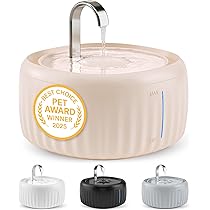 PrettyPaw Aqua Flow Pro Kattenfontein [NIEUW] super stille, BPA-vrije 3 liter drinkfontein voor katten met led en actief koolfilter, gemakkelijk te reinigen drinkfontein voor katten, Aqua Flow (beige
