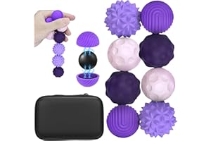 KOOOGEAR Pack of 8 Magnetic Fidget Toys, Anti-Stress Toy Made of Silicone, Magnetic Balls, Stress Ball, Silicone Sensory Toy, Attraction Stress Balls with Silicone Case (Purple)