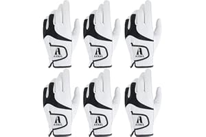AXKAL Lot de 6 gants de golf pour homme droitier gauche en cuir cabretta toutes saisons - Gants de golf respirants et durables - Prise en main souple et confortable