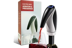 COSYALL Carafe à Vin Électrique, Aérateur de Vin Automatique, Carafe Rechargeable Intelligente Pour Les Fêtes de Famille Avec 2 Bouchons de Vin, Noir