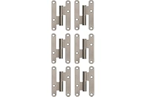 AZERODESIGN-Pernio Bisagras Puertas Madera Interior-Bisagras para Puertas-Material Acero sin Remates -Pack de 6 Unidades-Medidas 95 x 54 mm-Cantos Redondos-Distintos Acabados(DERECHA, NIQUEL SATINADO)