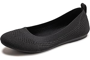 Frank Mully Women’s Ballerina Shoes, Slip-On Knit Dress Shoes, Pumps, Round Toe Ballet Flats