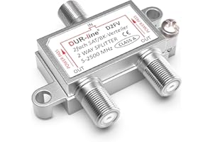 DUR-Line D2FV Rozdzielacz Sat/Bk 2-Drożny Splitter W Pełni Ekranowany Kompatybilny Z Unicable i HD Do Instalacji Satelitarnych Radio Telewizji
