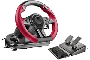 ‎SPEEDLINK Speedlink TRAILBLAZER Racing Wheel – Gaming Lenkrad für PC, PS4, PS3, Xbox One, Xbox Series, Switch, PC Lenkrad mit Pedalen und Schaltung, Schaltwippen und Schaltknüppel, Force Feedback, schwarz-rot