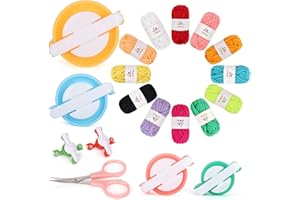 Aeelike Pom Pom Maker Kit mit 1 Stabile Schere, Fluff Ball Weaver Nadel PomPom Maker Sets-DIY Pompoms Handwerk Puppe Making Kits -19 Pcs Wool Garn Knitting Handwerk Werkzeug Set