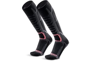 WEIERYA 2/3 paires Chaussettes de ski Laine Mérinos, Longues Thermique Chaussettes Hautes pour Ski, Randonnée, Cyclisme, Sport d'hiver