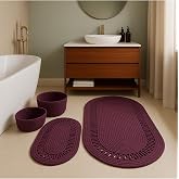 MaVaux Terra 4&rsquo;l&uuml; Banyo Seti &ndash; 2&rsquo;li Oval Paspas & 2&rsquo;li Oval Sepet, Doğal Halat Dokuma, El Yapımı - Premium M&Uuml;RD&Uuml;M 50 x 80