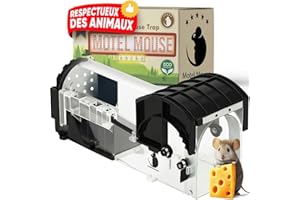 Motel Mouse Piège a Souris Vivante pour Intérieur & Extérieur - Facile à Utiliser, Facile à Nettoyer, Réutilisable, Libération sans Contact - Livré avec Manuel d'instructions et Vidéo en Français