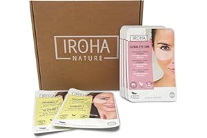 Iroha Nature- Pack 10 Łatki do oczu Format tkanki. Rozwiązanie do wykańczania BOLSS, OCZEKI i ZARKI konturu oczu. 100% Biodegradowalny, Wegański, Cruetly Free i 95% NATURALNE SKŁADNIKI.
