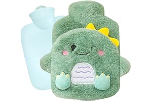 Cisixin 1 Pezzi Borsa Acqua Calda Bambini Mini,Bottiglia di Acqua Calda Carino,Regalo Perfetto per Bambini, 400ml, 20x21cm, Dinosauro