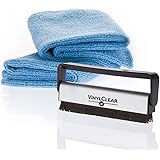 Vinyl Record Carbon Fibre Brush - Record LP Cleaner With 2 Large Supersoft Microfibre Cloths. Easily Remove Annoying Pops And