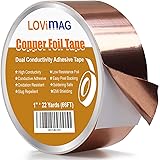Copper Foil Tape (1inch X 66 FT) with Conductive Adhesive for Guitar & EMI Shielding, Slug Repellent, Crafts, Electrical Repairs, Grounding