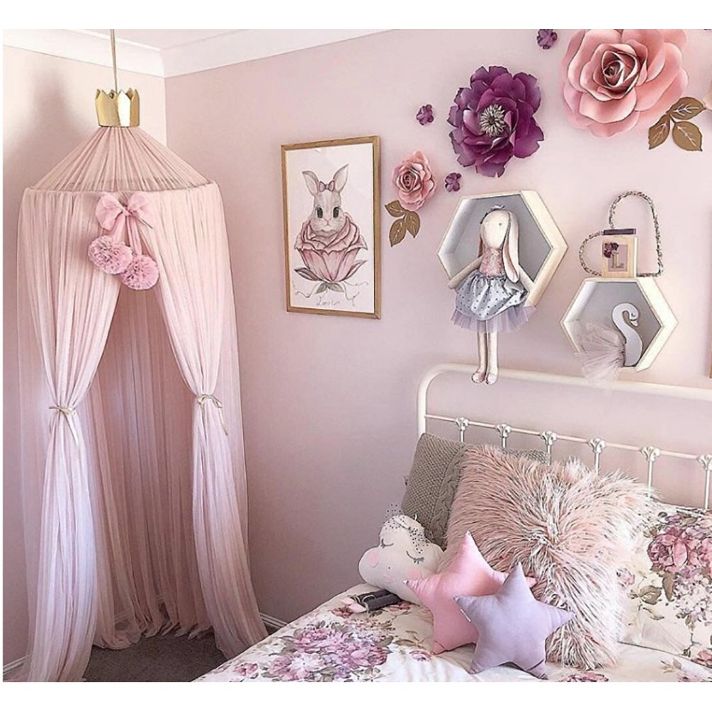 Uarter-Ciel-de-lit-Enfant-Dcoration-de-Chambre-Denfant-en-Forme-de-Dme-Fille-Garon-Maison-de-Jeux-Moustiquaire-pour-lit-Enfants-Rose
