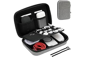 ProCase Hard Travel Electronic Organizer Case for MacBook Power Adapter Chargers Cables Power Bank Apple Magic Mouse Apple Pencil USB Flash Disk SD Card Small Portable Accessories Bag -Darkgrey