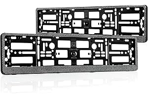 SOLADIRECT Carbon Effect Number Plate Holders Set of 2 - Universal UK Fit Frames for 520 x 110 mm Registration Plates - Front & Rear Screw-Fit Replacement Surrounds for Car Van SUV Trailer - Durable ABS Backing