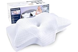 ‎SAHEYER SAHEYER Nackenkissen, Memory Foam Kissen Seitenschläferkissen Ergonomisches Orthopädisches Nackenstützkissen Schlafqualität Verbessern Nackenhörnchen, 60 x 35.5 x 10/13CM Schlafkissen mit Kissenbezug,