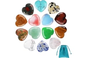 RUNEAY 14 Stücke Heilsteine Set Kristalle,Herz Heilsteine Natürlicher Kristalle Geschenke Chakra Steine für Kristalltherapie Meditation Reik Yoga Chakra
