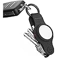 KeySmart Compact Key Holder Compatible with Airtag - Key Organizer and Case Replacement for Airtag - Includes Keyring to Attach Car Key Fob, Black, up to 5 Keys