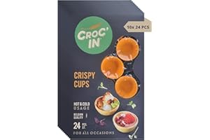 CROC'IN - Orange Tartlet Shells - Edible Appetizer Or Dessert Cups - Mini Pastry Cases - Artisanal & Vegan Confection - 240 Pieces Box - Ideal for Catering Or Restaurants