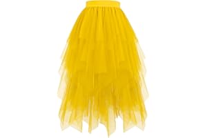 Hanpceirs Damen Tüll Röcke High Low Layered Puffy Fee Röcke A-Linie Midi Rock Unregelmäßiger Tutu Rock