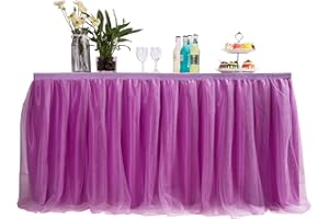 MYMM 14ft / 427cm Violett Tischrock, romantische Tüll Schreibtisch Gaze, Tischdekoration, Schneeflocke Wonderland Tutu Tischdecke, für Babyparty,Hochzeit,Geburtstag,Party,Bar,Valentinstag Weihnachten