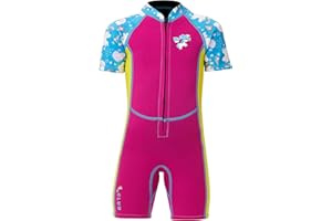 LANSRU Muta in neoprene per bambini, 2,5 mm, shorty in neoprene, chiusura lampo frontale, per surf, nuoto, immersioni, mantenere caldo per sport acquatici
