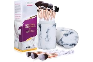 Makeup Brushes DUAIU Makeup Brush Set Professional 15-Piece Marble Make Up Brushes for Foundation Brush Powder Concealers and Eyeshadow Brush with Exquisite Marble Bucket Gift Box White